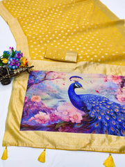 Cotton Saree with Peacock Pallu