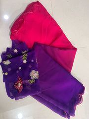Shaded Plain Saree with work Blouse