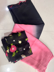 Shaded Plain Saree with work Blouse