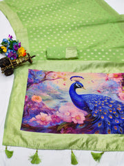 Cotton Saree with Peacock Pallu